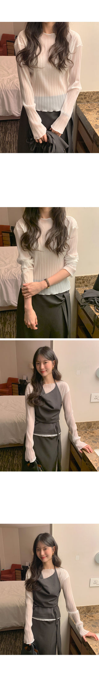 (4 colors) Pleated blouse