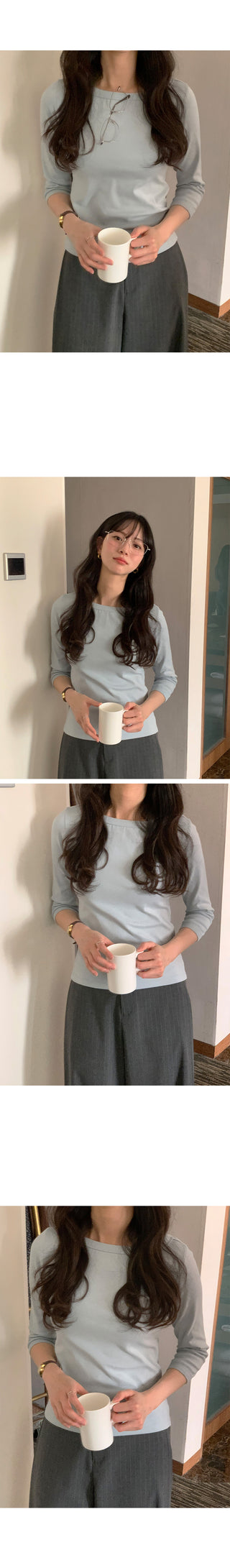 (4 colors) Slim Fit 7/8 Sleeve T-Shirt