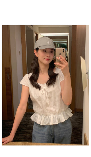 Flared ribbon blouse