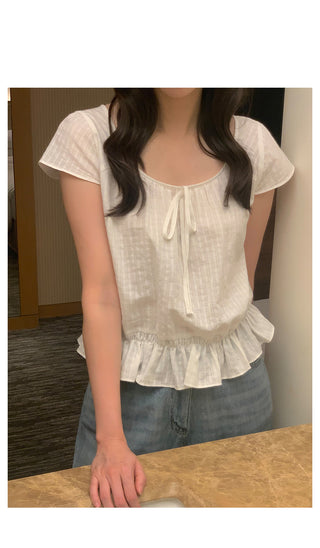 Flared ribbon blouse