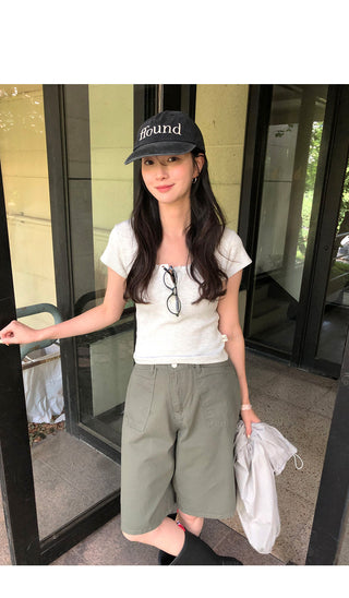 [2 colors] Bermuda Cotton Pants