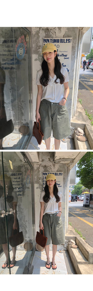 [2 colors] Bermuda Cotton Pants