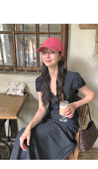 (2 colors) V-neck long dress