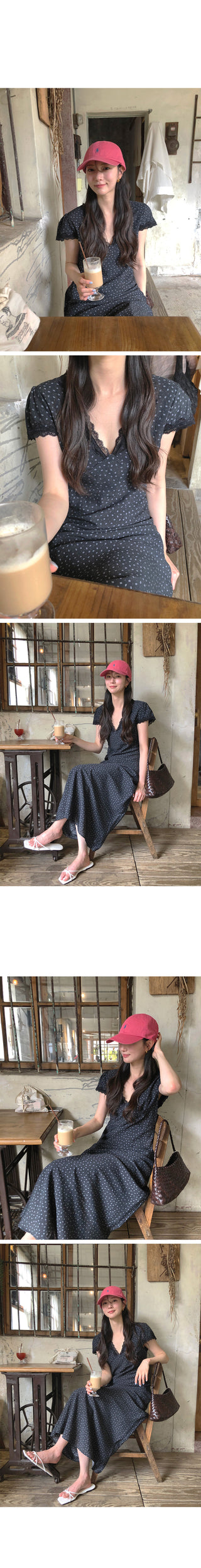 (2 colors) V-neck long dress