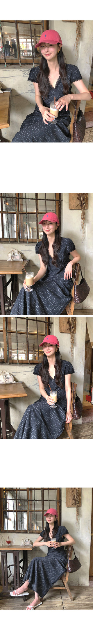 (2 colors) V-neck long dress