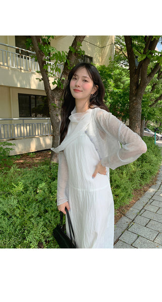 [2 colors] Scarf Sleeveless Dress