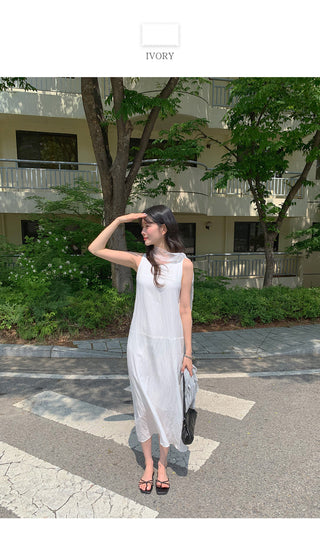 [2 colors] Scarf Sleeveless Dress