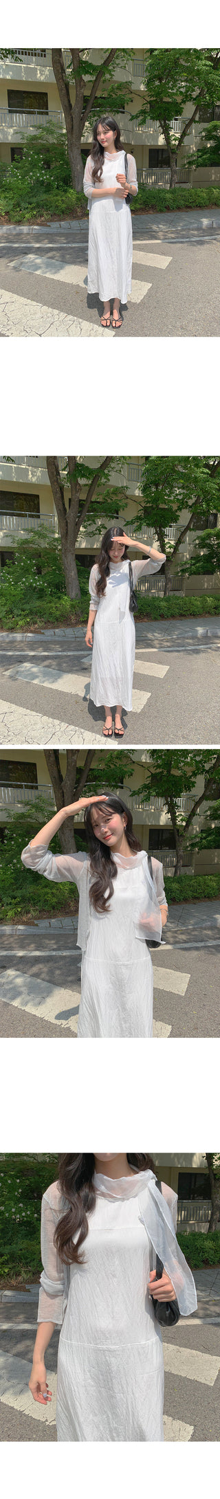 [2 colors] Scarf Sleeveless Dress