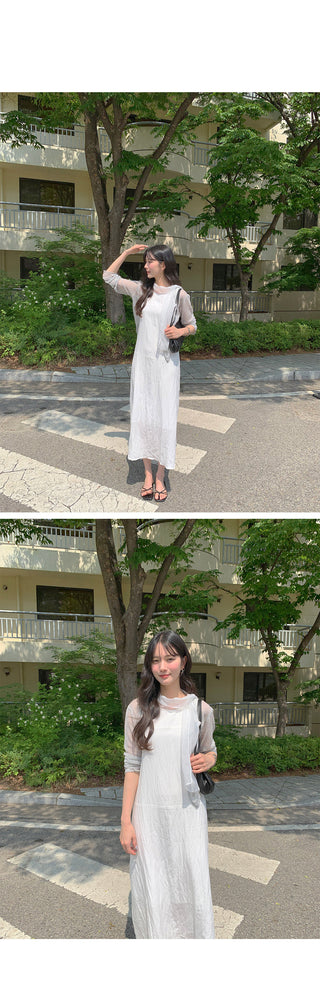 [2 colors] Scarf Sleeveless Dress