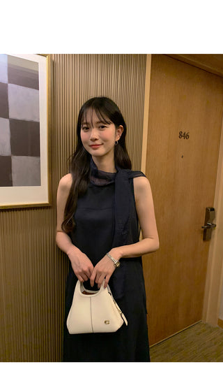 [2 colors] Scarf Sleeveless Dress