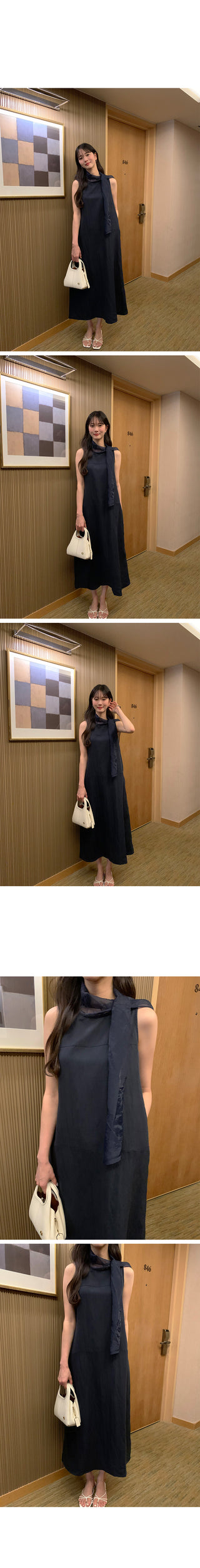 [2 colors] Scarf Sleeveless Dress