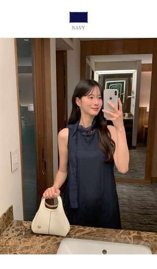[2 colors] Scarf Sleeveless Dress