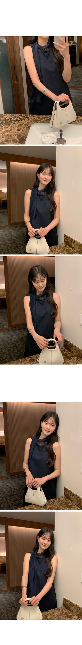 [2 colors] Scarf Sleeveless Dress