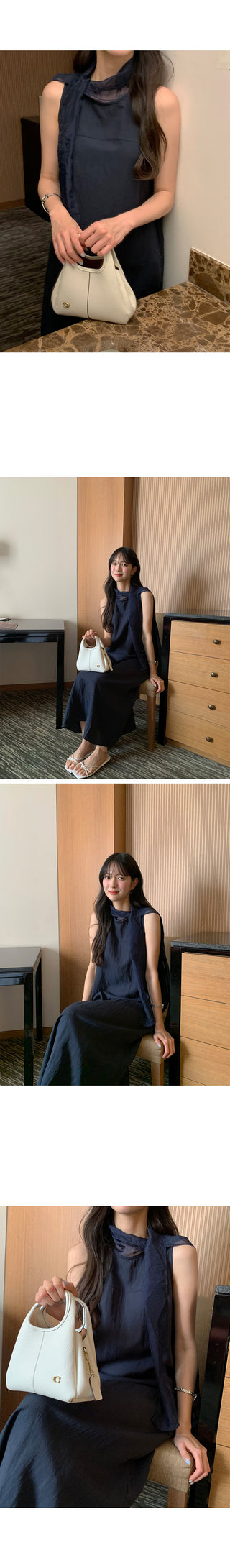 [2 colors] Scarf Sleeveless Dress