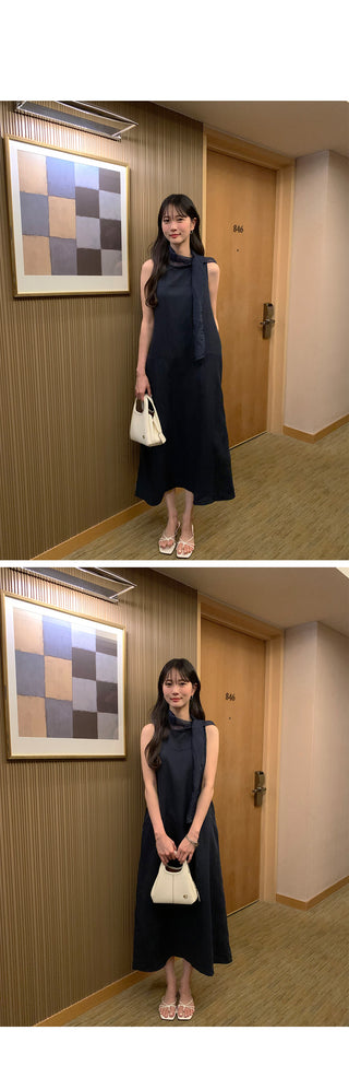 [2 colors] Scarf Sleeveless Dress