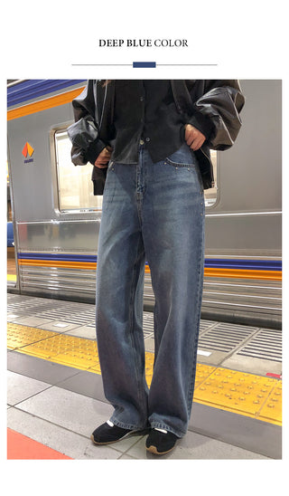 Studded wide-leg denim pants