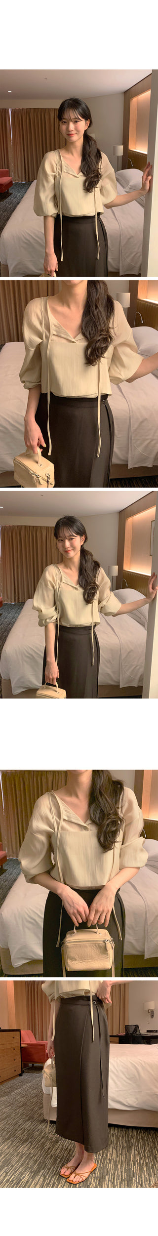 (set) Tencel bustier blouse set