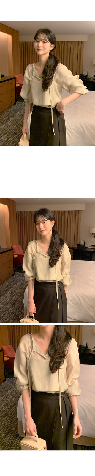 (set) Tencel bustier blouse set