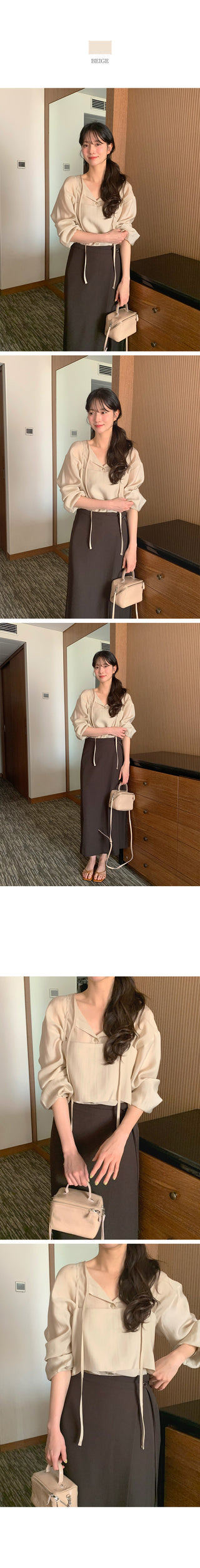 (set) Tencel bustier blouse set