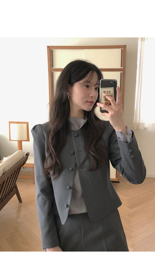 (2 colors) Wool button-point jacket