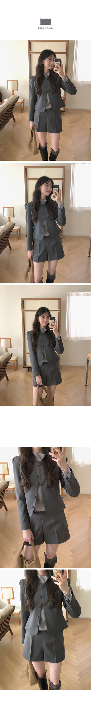 (2 colors) Wool button-point jacket