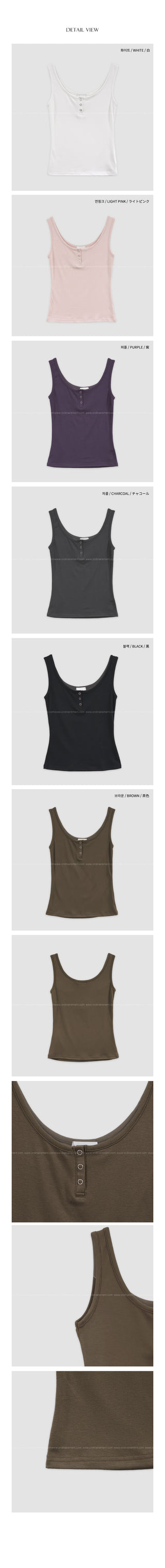 (6 colors) Henley neck sleeveless top