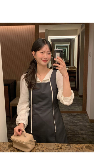 (2 colors) Tie-shirred blouse