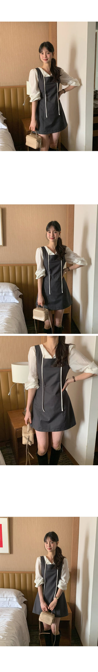 (2 colors) Tie-shirred blouse