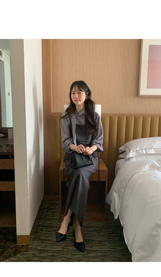 (2 colors) Basic Tie Blouse