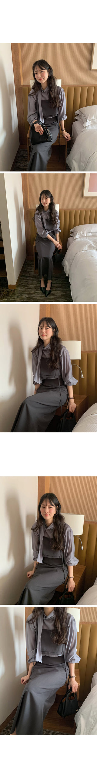 (2 colors) Basic Tie Blouse