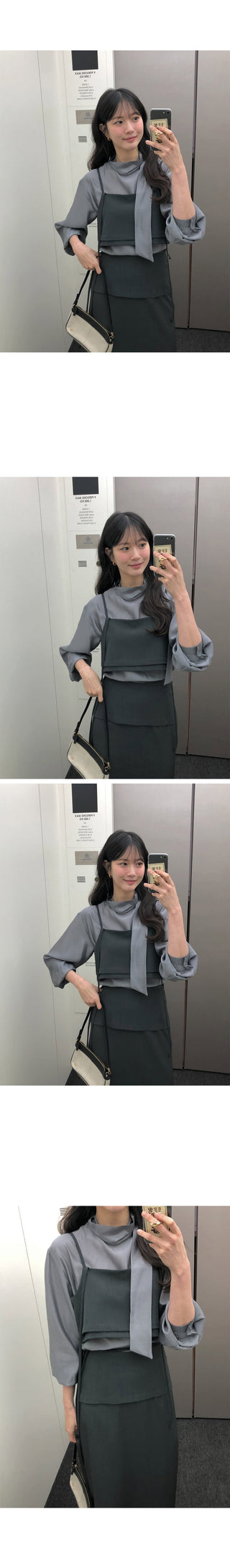 (2 colors) Basic Tie Blouse
