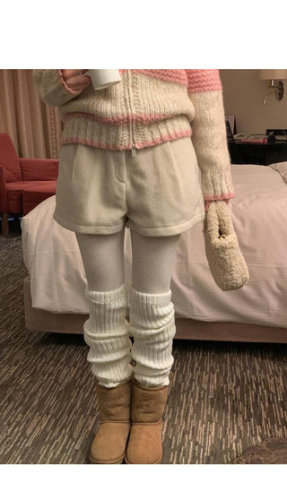 (2 colors) Striped knit zip-up