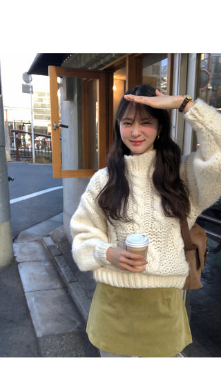 (2 colors) Cable wool knit
