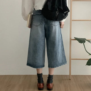 Wide 8/10 length denim pants