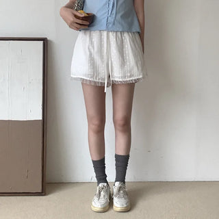 Perforated frill shorts