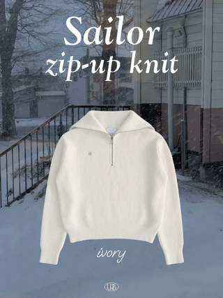 Sailor Wool Sailor Collar Half-Zip Knit