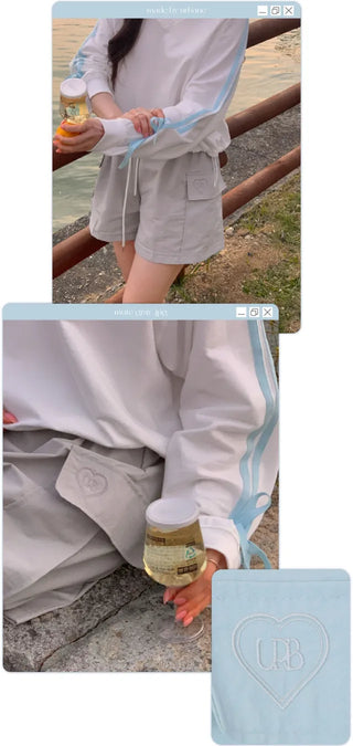 Heart Short Elastic Cargo Nylon Pants (5cm)