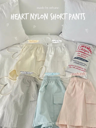 Heart Short Elastic Cargo Nylon Pants (5cm)
