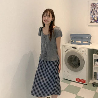 Ribbon U-neck puff knit