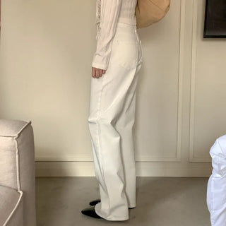 White wide cotton pants