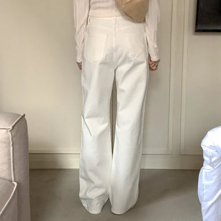 White wide cotton pants