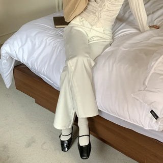 White wide cotton pants