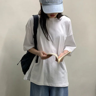 Semi-oversized cotton short-sleeved T-shirt