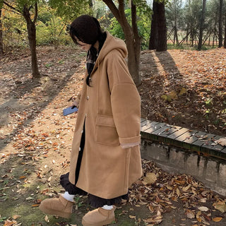 Corduroy maxi-length ruffled elastic waist long skirt