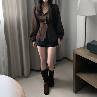 Ribbon puff blouse