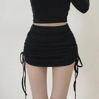 Shirred mini skirt