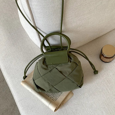 Quilted Nylon Mini Bucket Bag (4 colors)