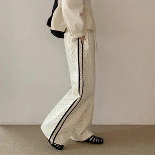 Wide polka dot elastic waist pants