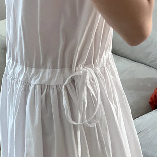 Elastic waist cotton midi dress
