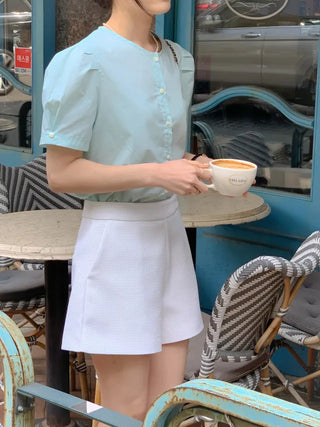 Lovely short-sleeved puff blouse (3c)